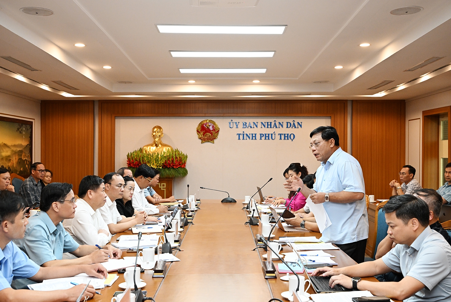 Thứ trưởng Nguyễn Hải Trung phát biểu tại buổi làm việc với UBND tỉnh Phú Thọ