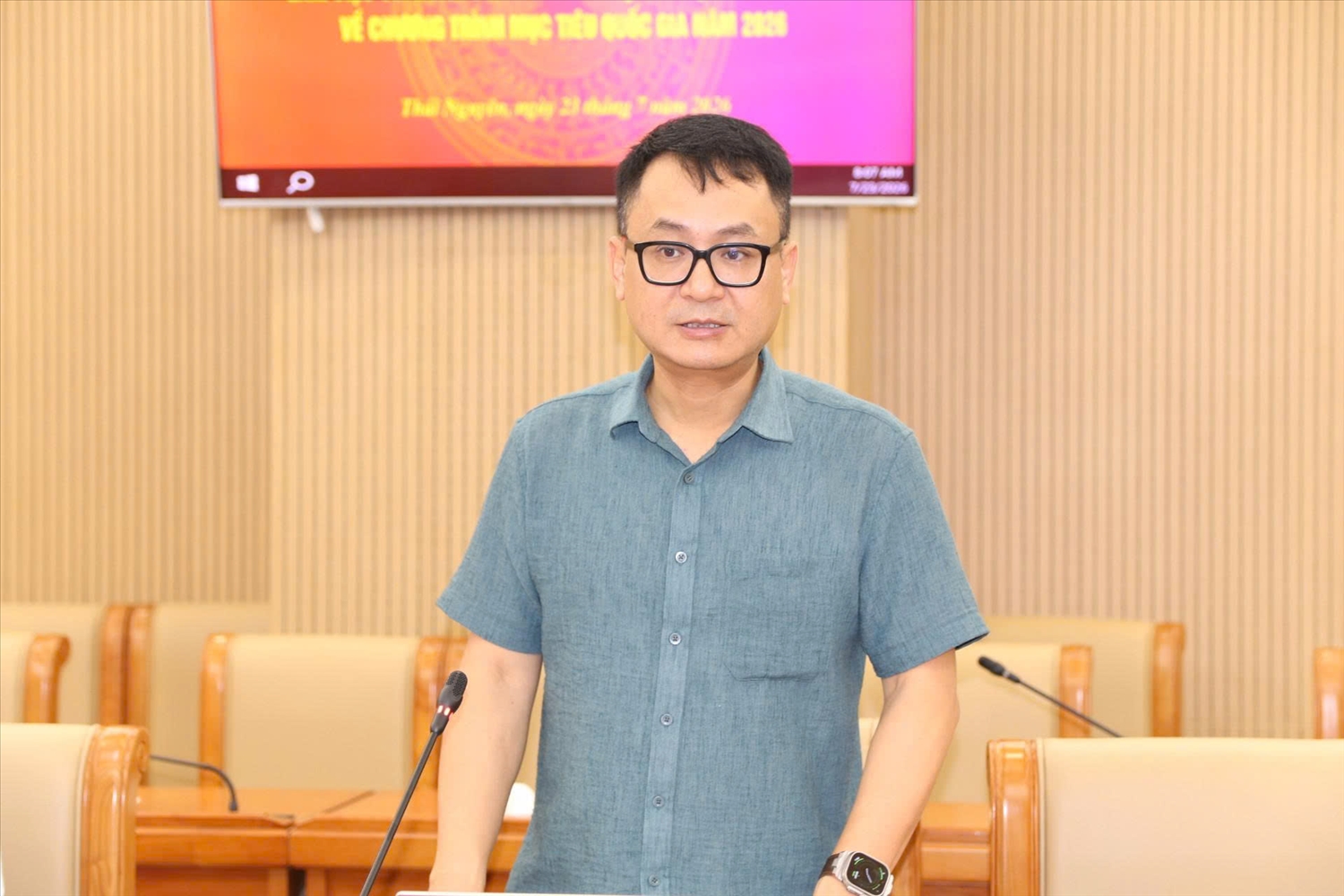 Ông Hà Việt Quân, Chánh Văn phòng Dân tộc và Miền núi (Bộ Dân tộc và Tôn giáo), Trưởng đoàn công tác liên ngành phát biểu kết luận tại buổi làm việc với UBND tỉnh Thái Nguyên về kết quả thực hiện Chương trình MTQG giai đoạn 2021-2025 và triển khai Chương trình MTQG giai đoạn 2026-2030
