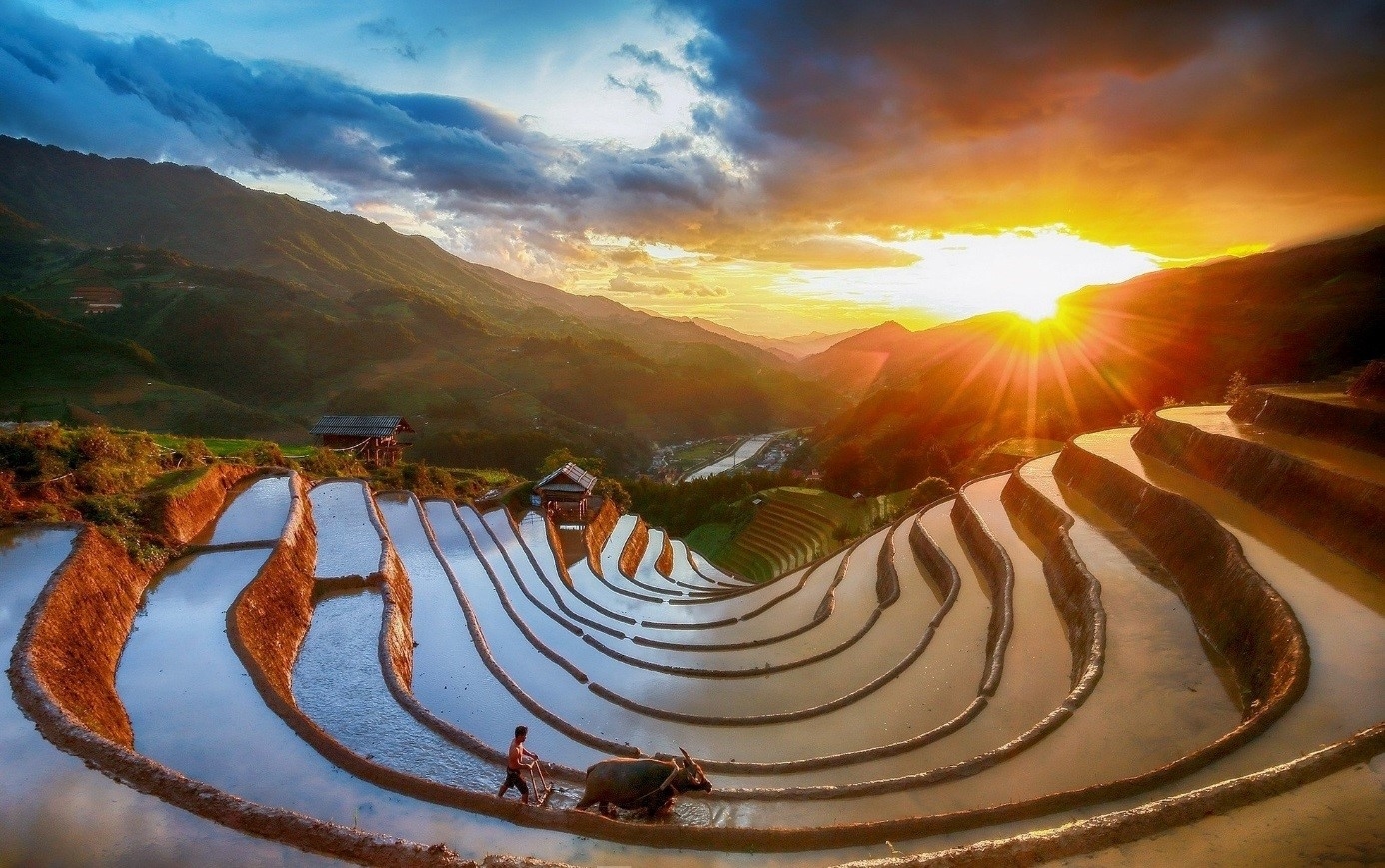 Ruộng bậc thang mùa nước đổ