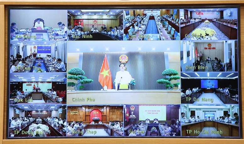 Hội nghị được kết nối trực tuyến đến đầu cầu các địa phương - Ảnh: VGP/Gia Huy