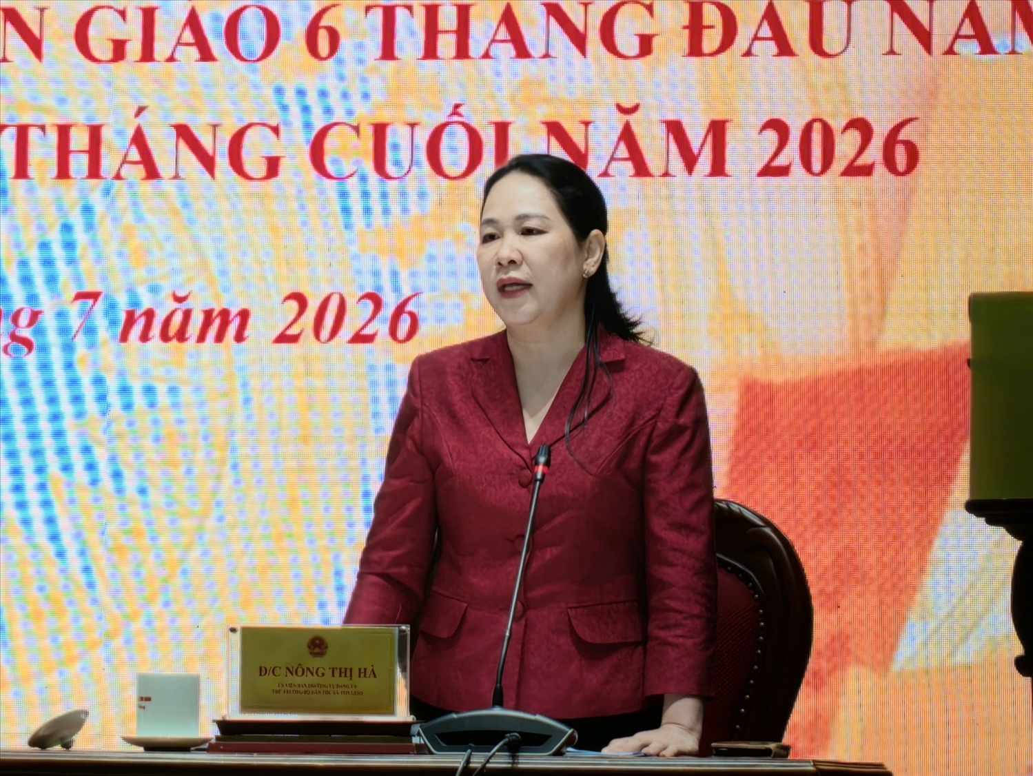 Thứ trưởng Nông Thị Hà phát biểu tại Hội nghị
