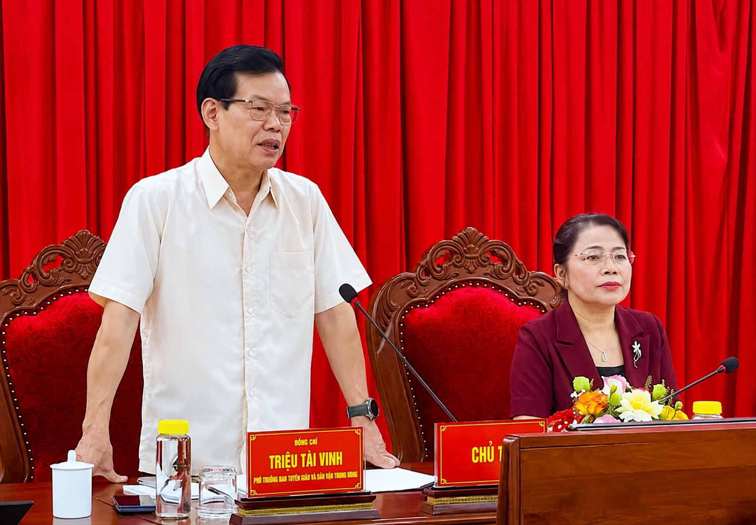 Ông Triệu Tài Vinh, Phó Trưởng Ban Tuyên giáo và Dân vận Trung ương phát biểu tại buổi khảo sát công tác dân tộc, tôn giáo ở Gia Lai