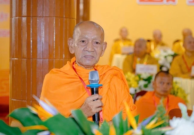 Hòa thượng Đào Như, Phó Chủ tịch Hội đồng Trị sự, Trưởng ban Trị sự Giáo hội Phật giáo Việt Nam thành phố Cần Thơ, Trưởng ban Tổ chức Đại giới đàn Bửu Lai phát biểu tại Đại giới đàn