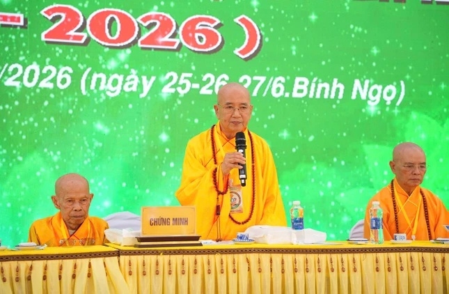 Hòa thượng Thích Khế Chơn phát biểu tại buổi lễ