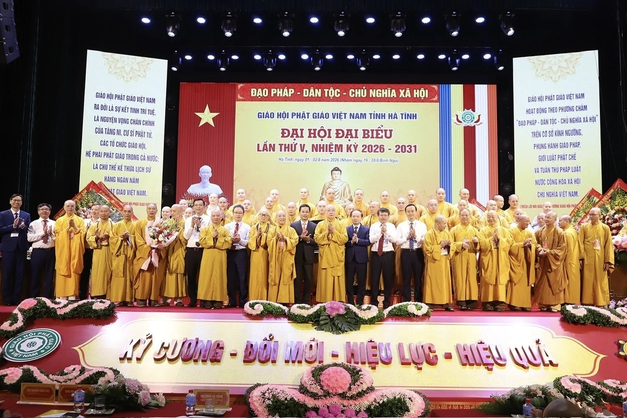 Các đại biểu tham dự Đại hội chúc mừng Ban Trị sự Giáo hội Phật giáo tỉnh Hà Tĩnh nhiệm kỳ 2026-2031