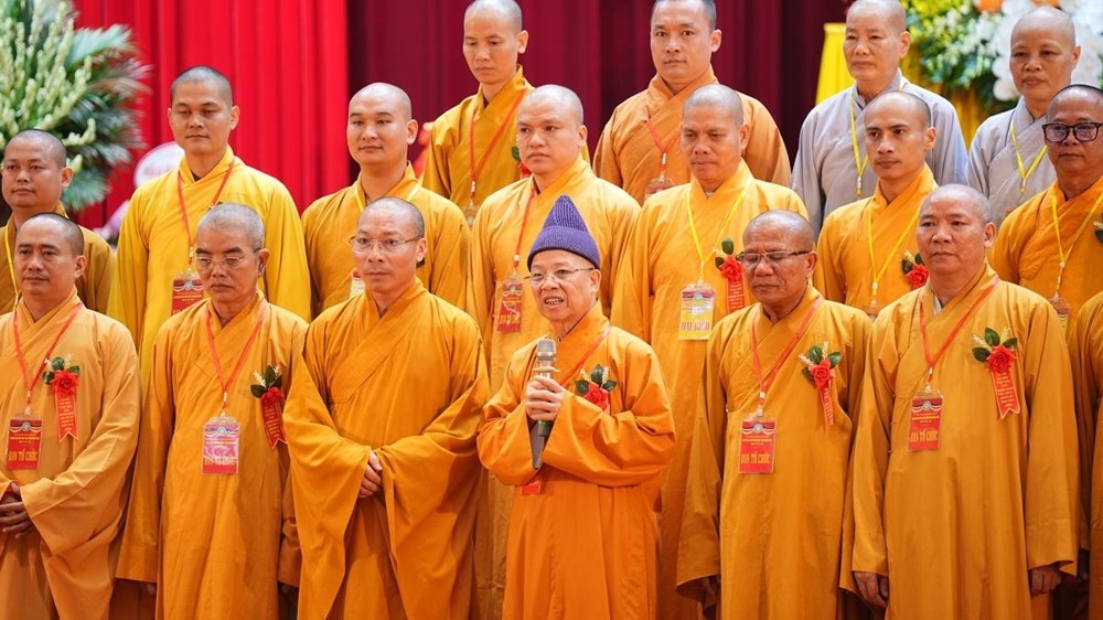 Hòa thượng Thích Thanh Quyết, Trưởng ban Trị sự Giáo hội Phật giáo Việt Nam tỉnh Quảng Ninh, nhiệm kỳ 2026-2031 phát biểu nhận nhiệm vụ