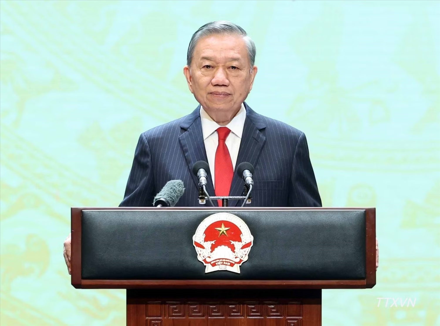 Tổng Bí thư, Chủ tịch nước Tô Lâm đọc Diễn văn Kỷ niệm 81 năm Quốc khánh nước Cộng hòa xã hội chủ nghĩa Việt Nam. (Ảnh: An Đăng/TTXVN)