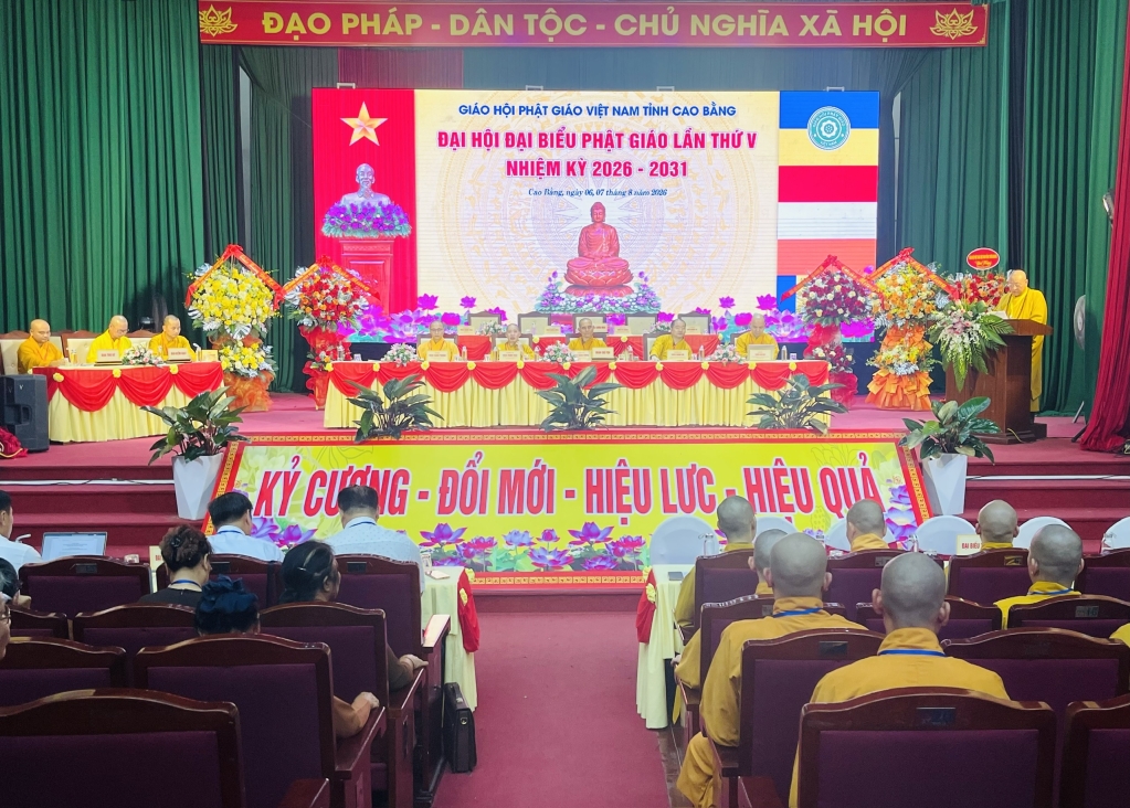 Đại hội đại biểu Phật giáo tỉnh Cao Bằng lần thứ V, nhiệm kỳ 2026-2031 thành công tốt đẹp