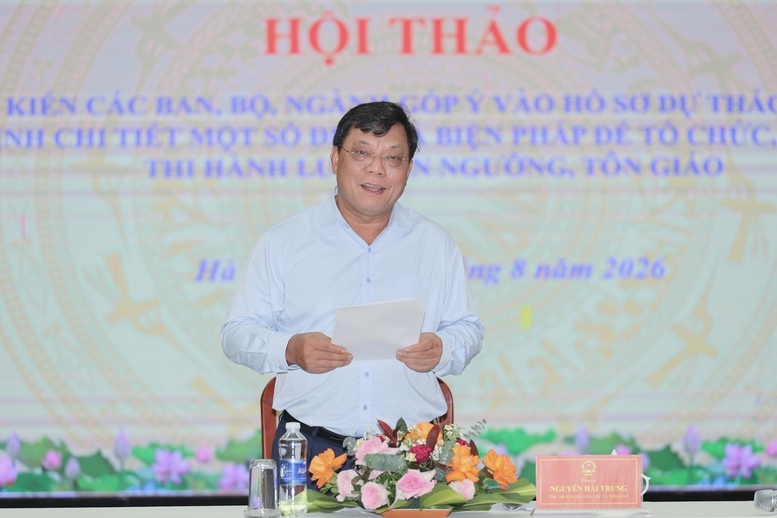 Thứ trưởng Bộ Dân tộc và Tôn giáo Nguyễn Hải Trung phát biểu tại Đại hội