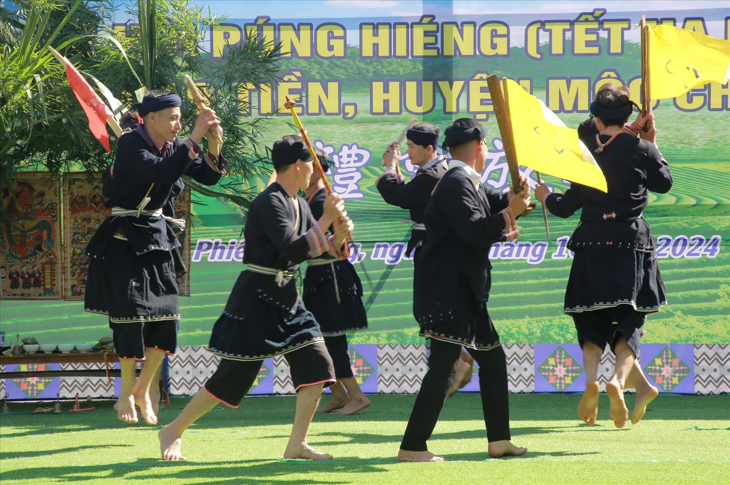 Eight dancers set out to drive away evil spirits and malevolent forces