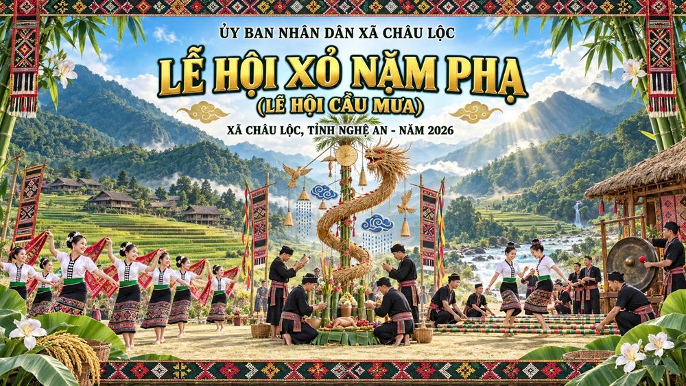 Lễ hội Cầu mưa “Xỏ Nặm Phạ” sẽ được tổ chức tại xã Châu Lộc, tỉnh Nghệ An vào ngày 20/9, góp phần phục dựng và lan tỏa những giá trị văn hóa truyền thống của đồng bào Thái