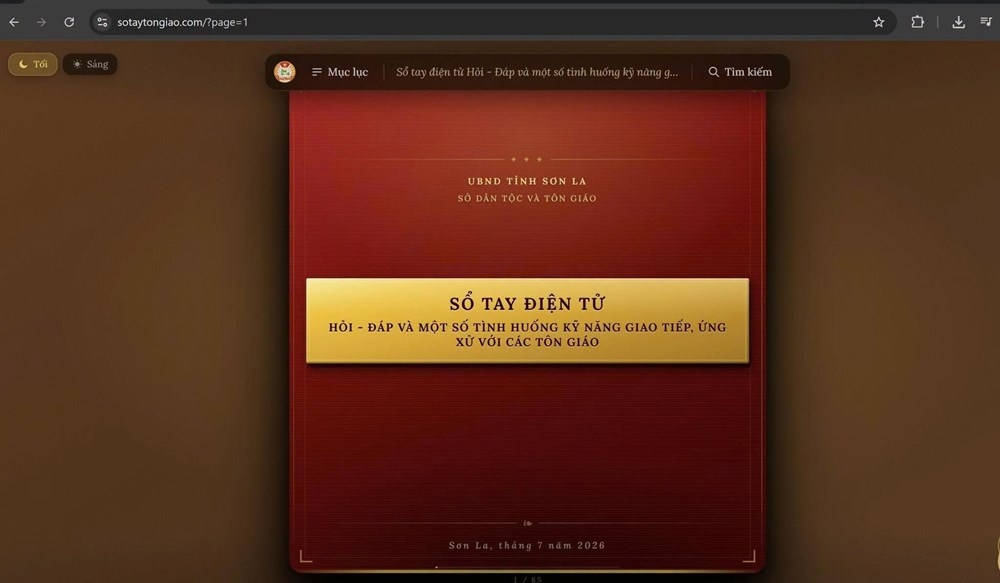 Giao diện Sổ tay điện tử về tín ngưỡng, tôn giáo tại địa chỉ sotaytongiao.com