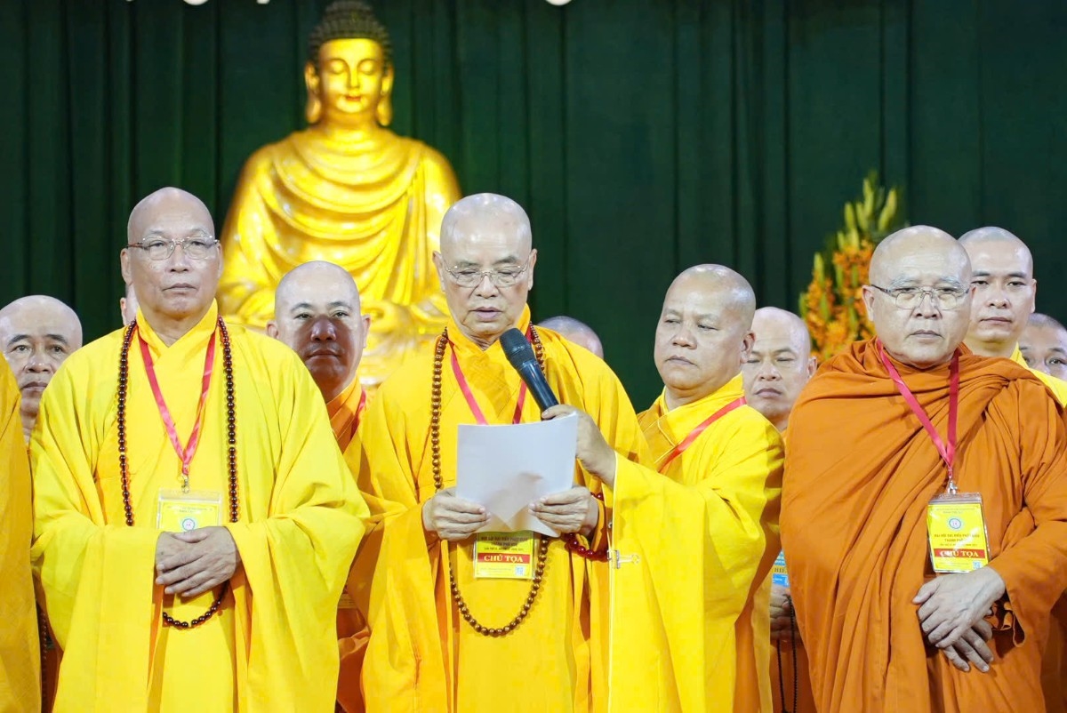 Hòa thượng Thích Huệ Phước, Trưởng ban Trị sự Giáo hội Phật giáo Việt Nam thành phố Huế nhiệm kỳ mới phát biểu nhân nhiêm vụ tại Đại hội