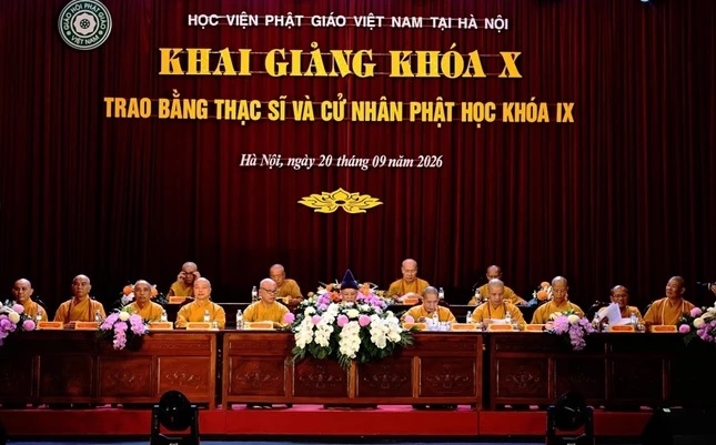 Lễ khai giảng năm học 2026-2027, trao Bằng tốt nghiệp hệ Cử nhân Phật học khóa IX (2022-2026) và Thạc sĩ Phật học năm 2026 tại Học viện Phật giáo Việt Nam tại Hà Nội