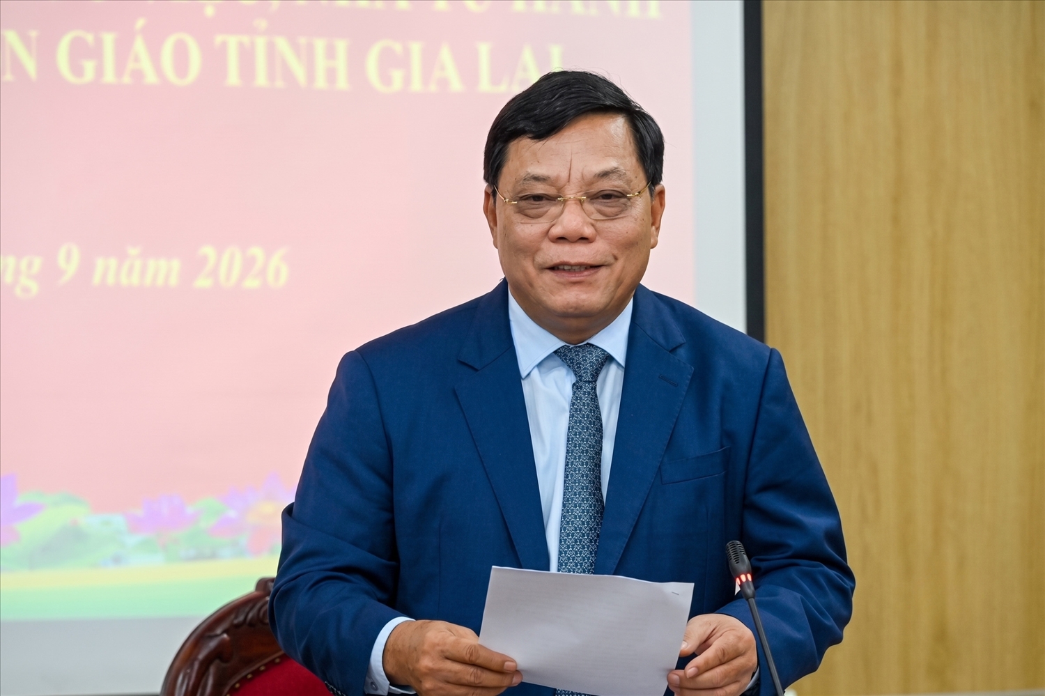 Thứ trưởng Bộ Dân tộc và Tôn giáo Nguyễn Hải Trung phát biểu tại cuộc gặp mặt, nhấn mạnh yêu cầu tăng cường đối thoại, lắng nghe và kịp thời tháo gỡ những nhu cầu chính đáng từ cơ sở