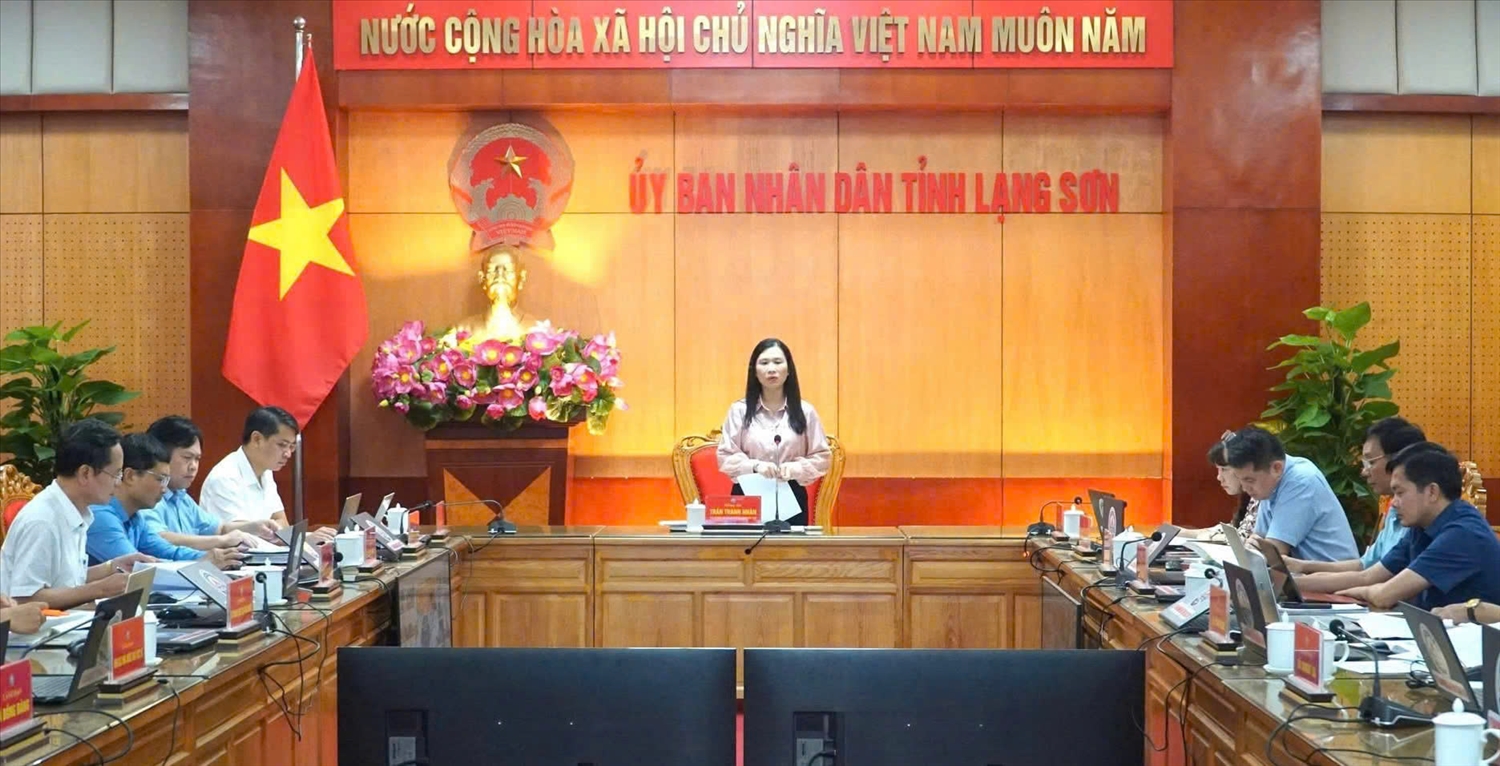 Bà Trần Thanh Nhàn - Phó Chủ tịch UBND tỉnh Lạng Sơn, chủ trì cuộc họp đưa ra những chỉ đạo quyết liệt nhằm đẩy nhanh tiến độ giải ngân nguồn vốn Chương trình Mục tiêu quốc gia giai đoạn 2026-2030