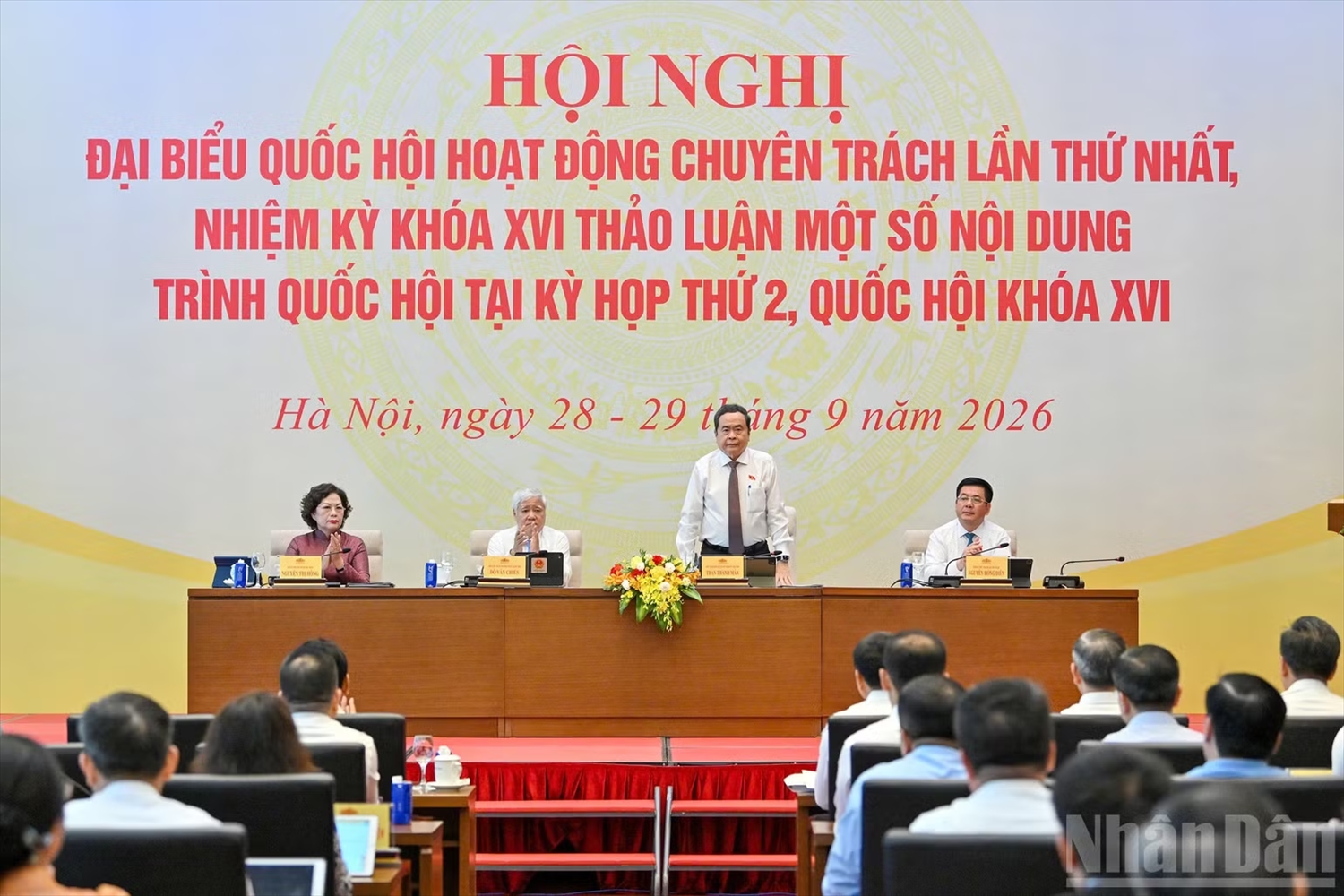 Chủ tịch Quốc hội Trần Thanh Mẫn chủ trì hội nghị. (Ảnh: THỦY NGUYÊN)