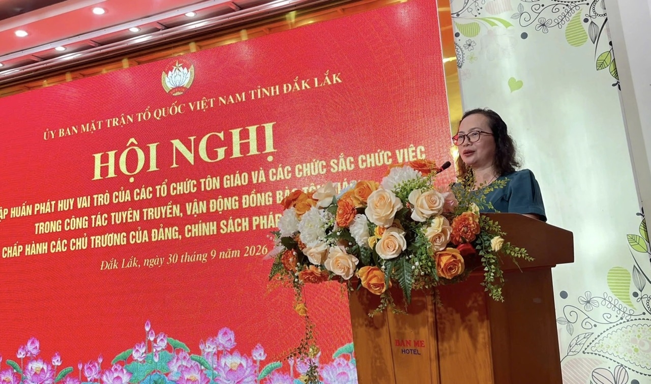 Phó Chủ tịch Ủy ban MTTQ Việt Nam tỉnh Đắk Lắk Phạm Thị Ngọc Tuyết tham dự Hội nghị