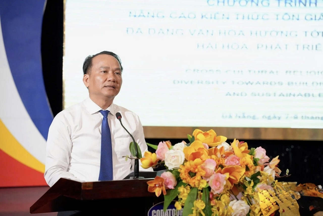 Nguyễn Đình Vĩnh, Phó Bí thư Thành ủy, Chủ tịch Ủy ban Mặt trận Tổ quốc Việt Nam thành phố Đà Nẵng phát biểu tại Chương trình tập huấn